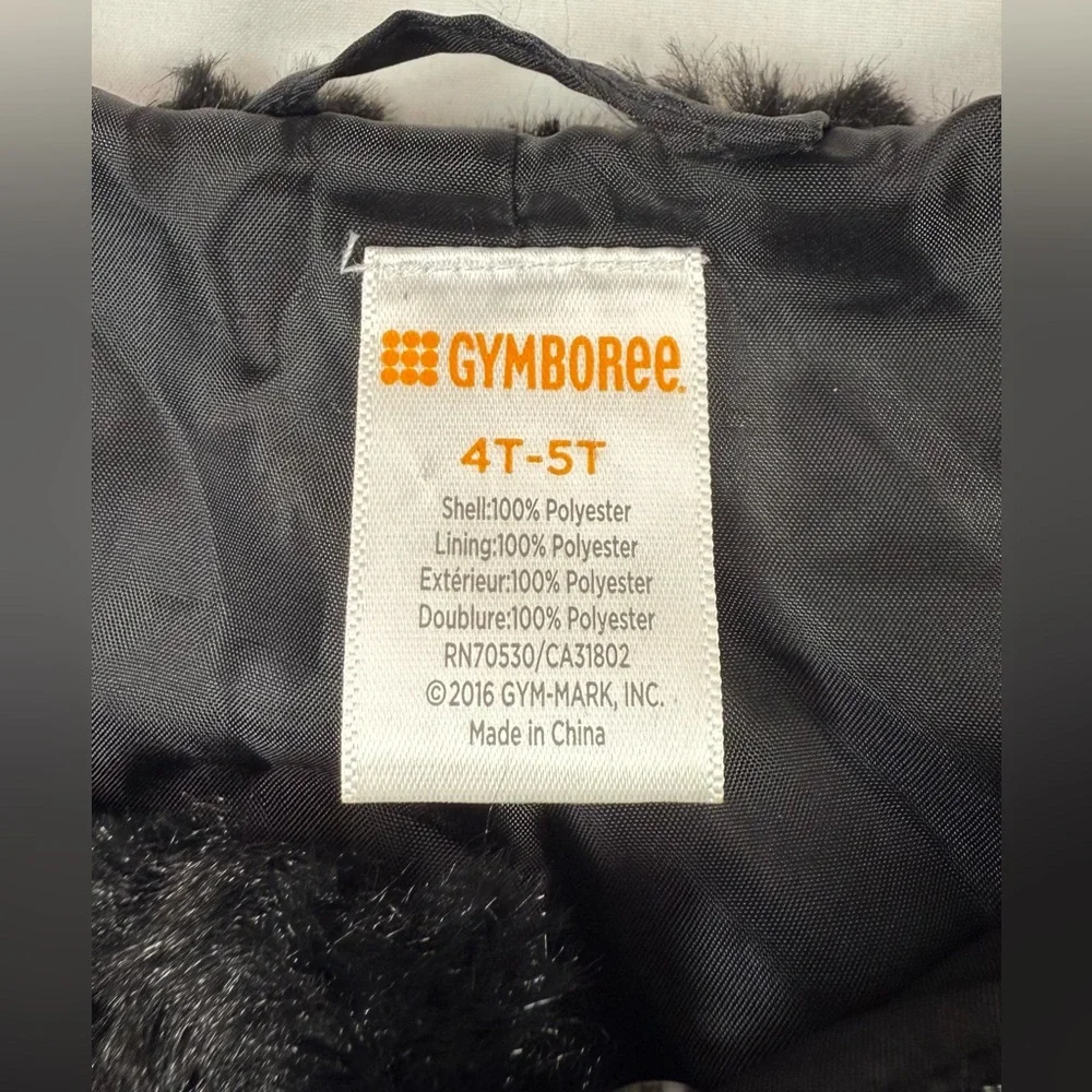 GYMBOREE Girls Faux Fur Cropped Jacket 4T-5T‎ Black Furry Plush Dressy Holiday